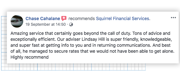 Facebook review from happy mortgage customer