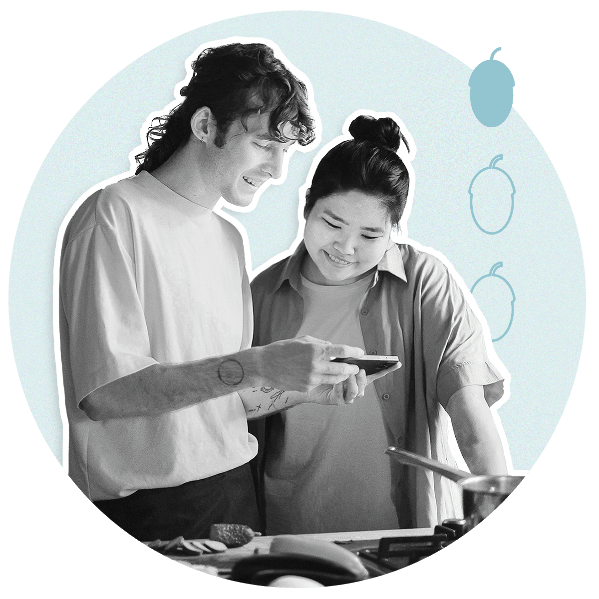 Couple looking at phone