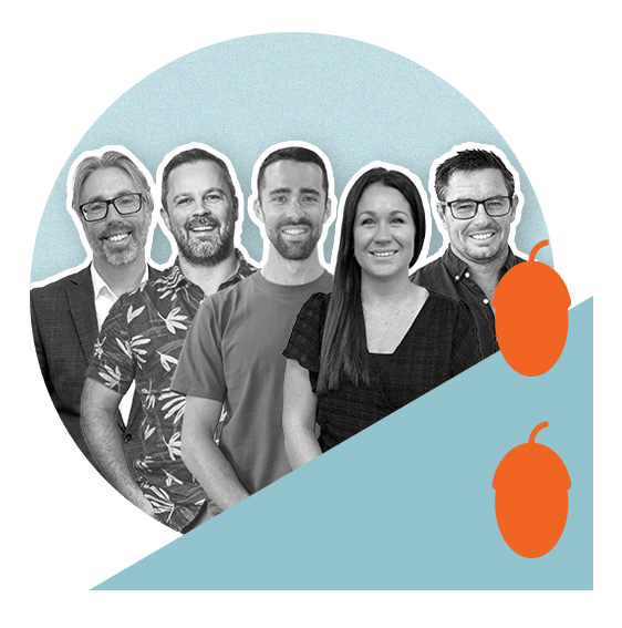 Squirrel mortgage advisers - Nick Virtue, Basil Frank, Adam Clark, Carley Brunning, and Brad Luiten