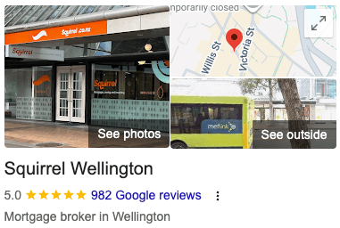 Google reviews - Squirrel Wellington