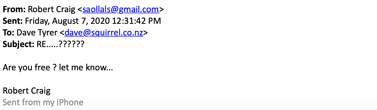 Email fraud example