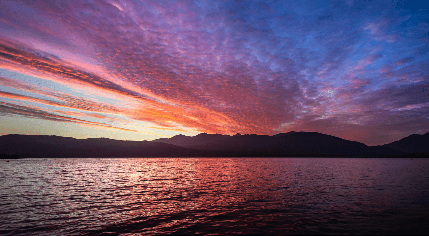 Sunrise looking over a New Zealand lake