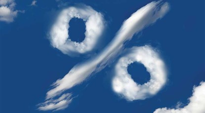 Percentage symbol made of clouds