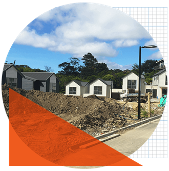 Townhouses on construction site