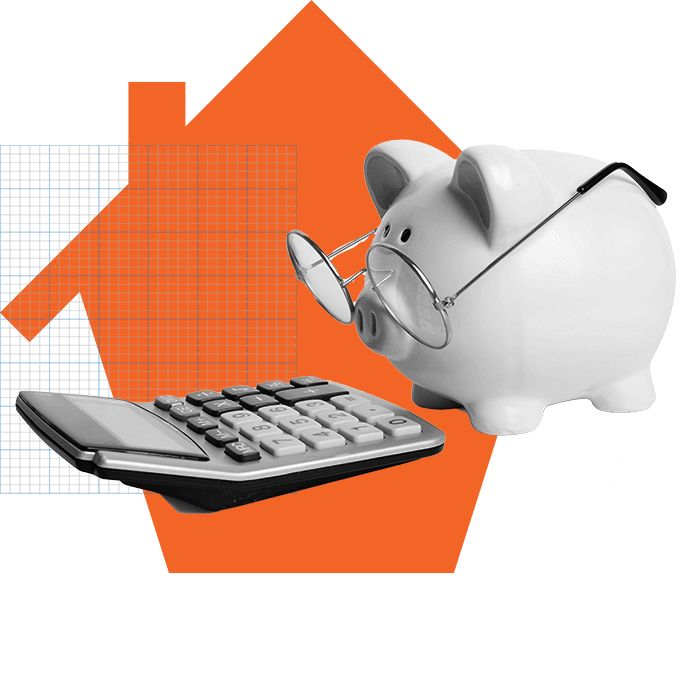 Piggy bank with a calculator