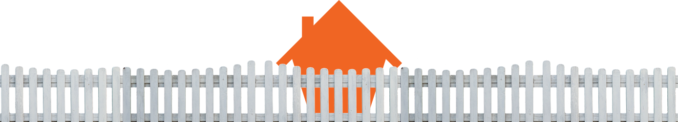 orange house behind a fence