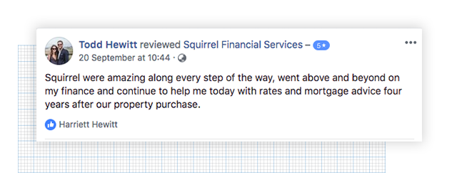 5 star Facebook review from mortgage customer