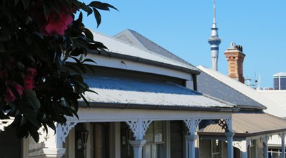 House in central Auckland, Sky Tower in background