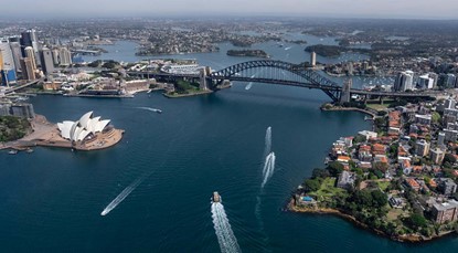Landscape of Sydney harbour from the sky
