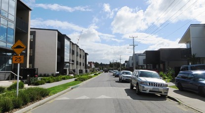 Suburban street with terraced housing