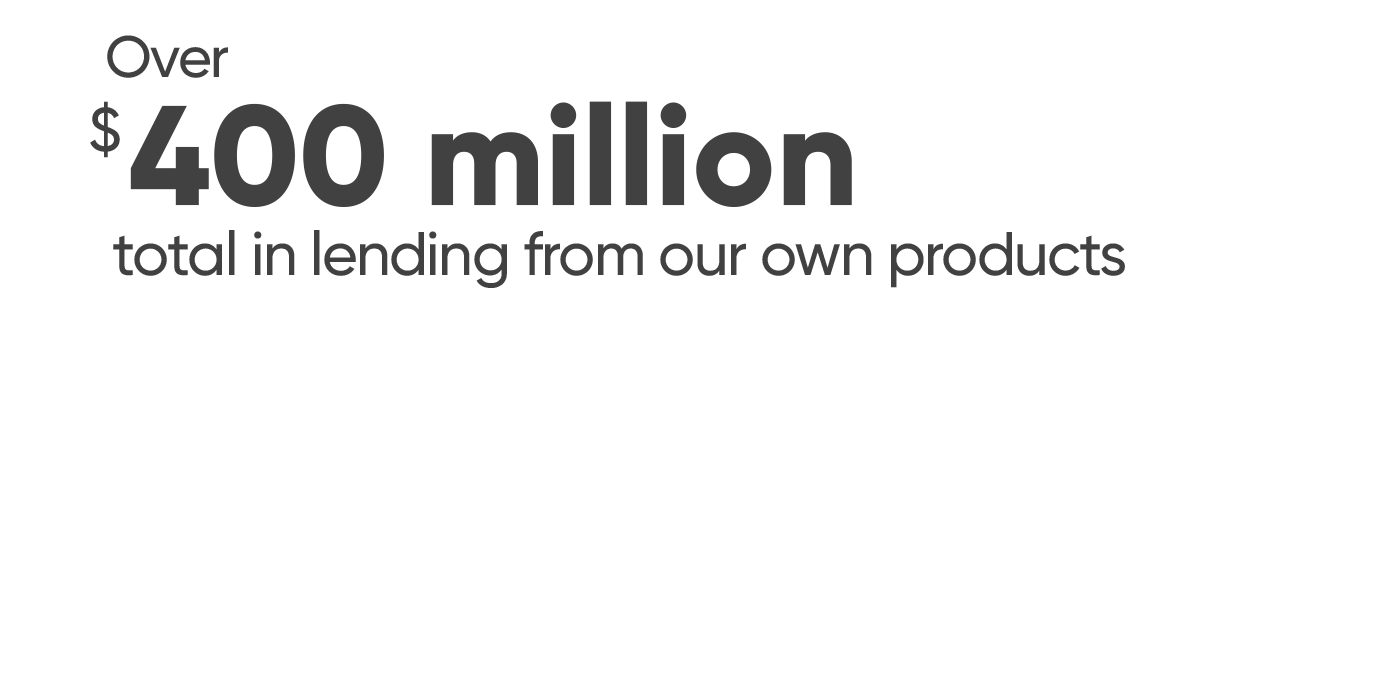 Over $400million total in lending from our own products